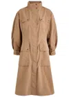 Moncler Drawstring Parka With Epaulettes And Hood In Beige