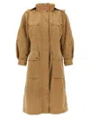 Moncler Drawstring Parka With Epaulettes And Hood In Brown