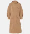 Moncler Drawstring Parka With Epaulettes And Hood In Beige
