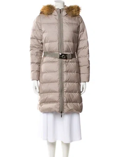 Pre-owned Moncler Nantesfur Down Coat In Neutral