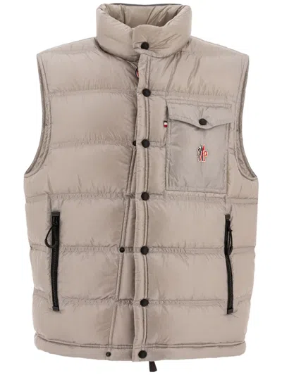 Moncler Grey Nylon Nantu Sleeveless Down Jacket