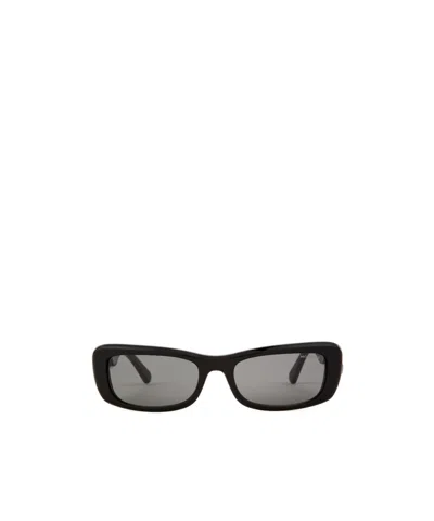 Moncler Narrow Rectangular Thick-framed Sunglasses In Black