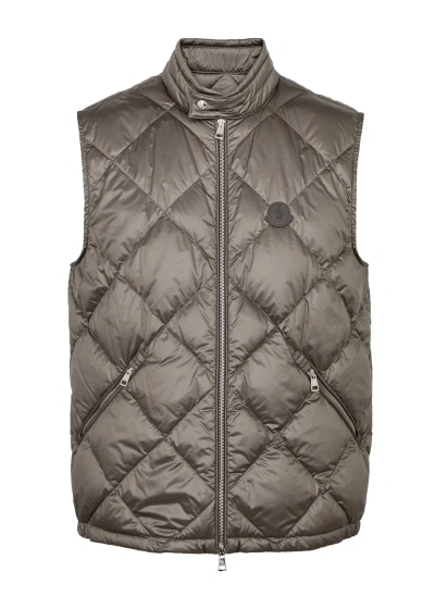 Moncler Nasta Quilted Metallic Shell Gilet In Grey