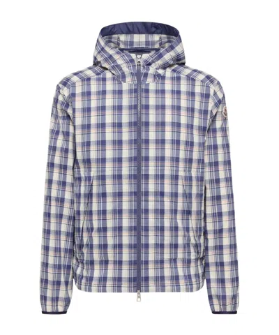 Moncler Natisone Check Hooded Jacket In Gray