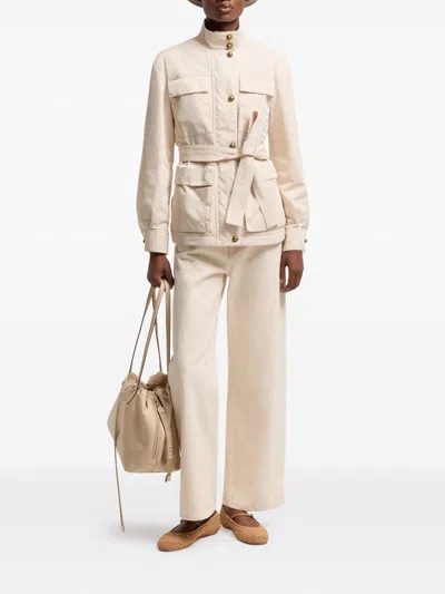 Moncler Natural Camal Wide Jean Pants In Neutral