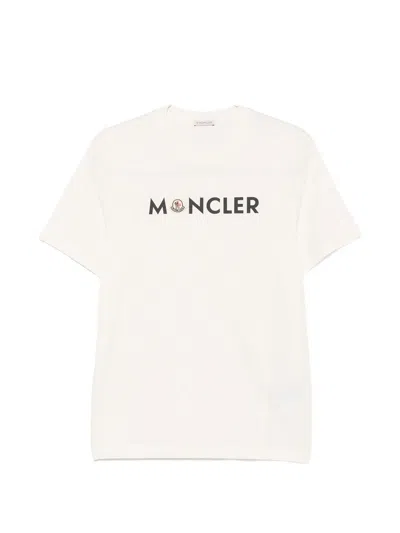 Moncler Natural Cotton Short Sleeve T-shirt In White
