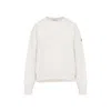 Moncler Crew Neck Sweatshirt Long Sleeves Ribbed Trims In White
