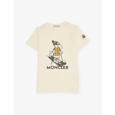 Moncler Babies' Natural Graphic-print Cotton-jersey T-shirt 6 Months - 3 Year In Brown