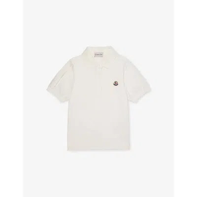 Moncler Kids' Natural Logo-embroidered Cotton Polo Shirt 8-14