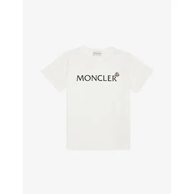 Moncler Kids' Natural Logo-print Cotton T-shirt&nbsp; 4-10 In White