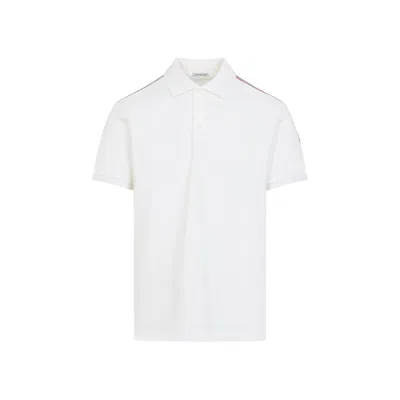Moncler Natural White Cotton Short Sleeves Polo In Multi