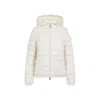 Moncler Quilted White Hooded Coat With Zip Closure In White