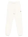 Moncler White Logo Patch Trousers With Coulisse In White