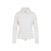 Moncler Quilted High Collar Ribbed Cuffs Jacket In White