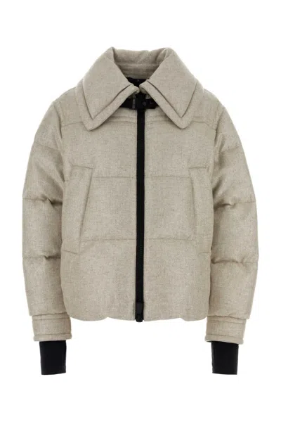 Moncler Natural Wool Blend Jacket In Gray