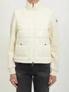 Moncler Quilted-panel Zip-up Jacket In Beige
