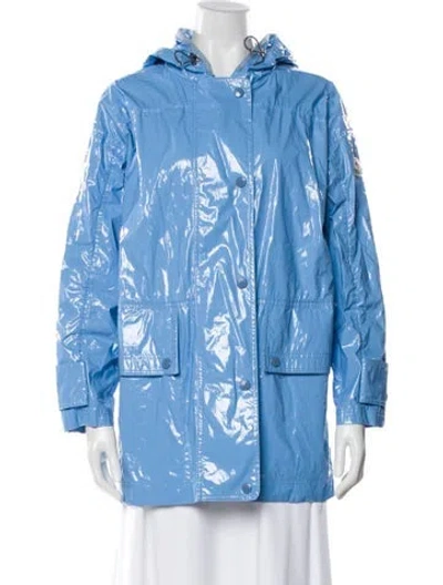 Pre-owned Moncler Navet Raincoat Biker Jacket In Blue
