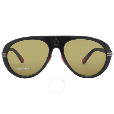 Moncler Navigaze Polarized Brown Pilot Men's Sunglasses Ml0240 01h 57 In Black