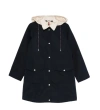 Moncler Begonia Hooded Jacket Drawstring Waist Pockets In Black