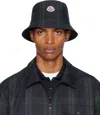Moncler Navy & Black Reversible Bucket Hat In Green