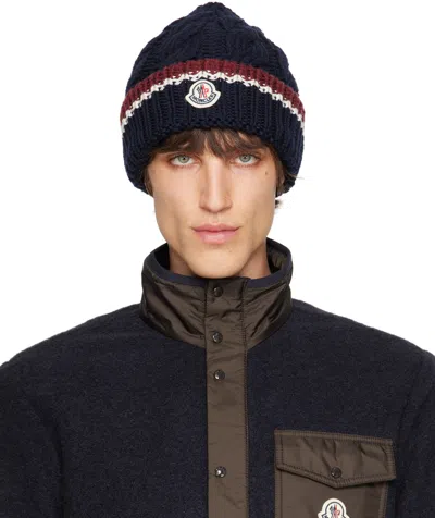 Moncler Navy Archivio Beanie In 775 - Greyish Navy