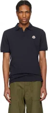 Moncler Dark Blue Logo Patch Polo Shirt In 7a9