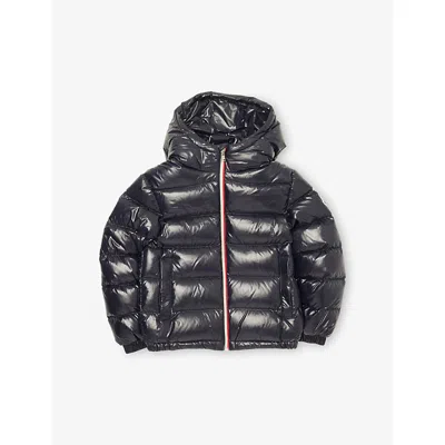 Moncler Kids' Navy Aubert Nylon Down Jacket 4-14 In Blue
