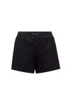 Moncler Striped Drawcord Shorts In Navy