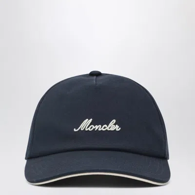 MONCLER MONCLER NAVY BASEBALL CAP WITH EMBROIDERED LOGO