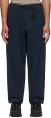 Moncler Navy Belted Seersucker Trousers In 780