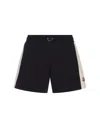 Moncler Navy Blue And White Jersey Shorts In Blue