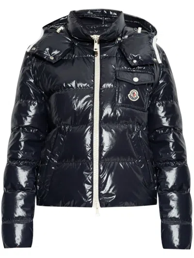 Moncler Navy Blue Andro Hooded Short Jacket In Black