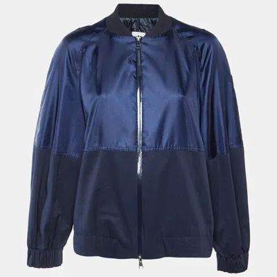 Pre-owned Moncler Navy Blue Cotton & Satin Gobie Bomber Jacket S