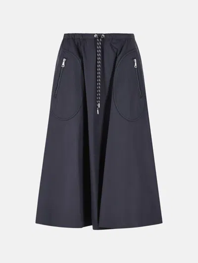 Moncler Navy Blue Cotton Blend Midi Skirt In Black