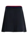 Moncler A-line Box-pleat Skirt Contrasting Waistband In Blue