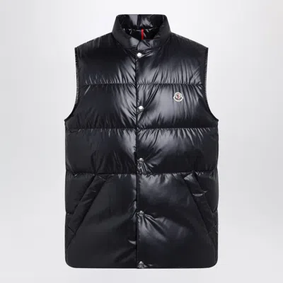 Moncler Navy Blue Down-filled Restigo Vest In Black