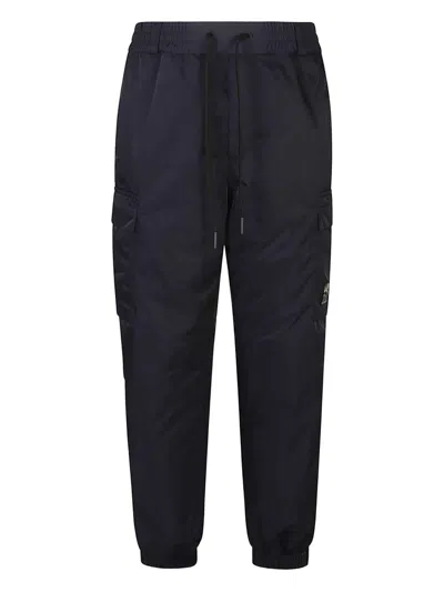 MONCLER NAVY BLUE GABARDINE CARGO PANTS MONCLER GRENOBLE