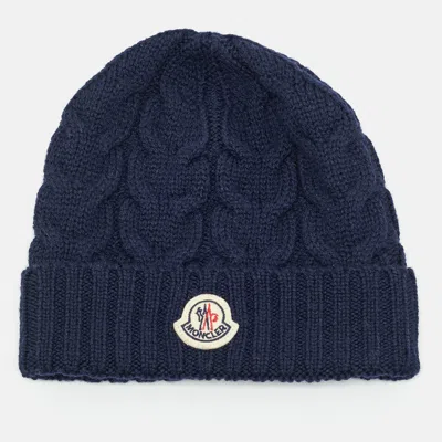 Pre-owned Moncler Navy Blue Knit Embroidered Logo Patch Bennie S