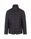Moncler Men's Straight Cut Down Jacket With Concealed Hood In Blue