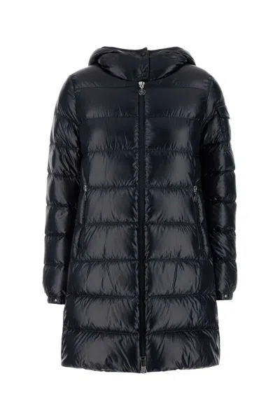 Moncler Navy Blue Nylon Courcelles Down Jacket In Black