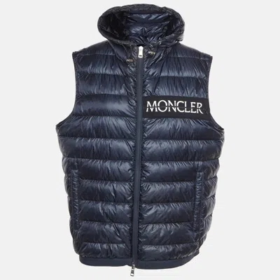 Pre-owned Moncler Navy Blue Nylon Padded Laruns Gilet Vest Xl