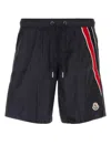 Moncler Logo-patch Tricolor Swim Shorts In Blue