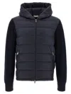 Moncler Navy Blue Padded Wool Zip-up Hoodie In Blue