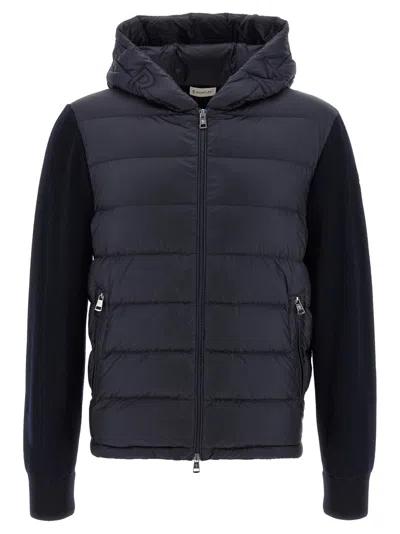 Moncler Navy Blue Padded Wool Zip-up Hoodie
