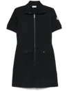 Moncler Cotton Blend Polo Dress With Front Zip And Signature Compass Motif