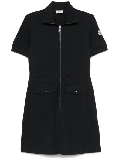 MONCLER NAVY BLUE POLO MINI DRESS