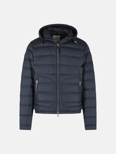 Moncler Navy Blue Polyester Short 'sestriere' Hooded Down Jacket