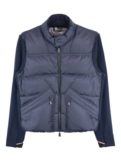 MONCLER NAVY BLUE QUILTED ZIP-UP CARDIGAN MONCLER GRENOBLE