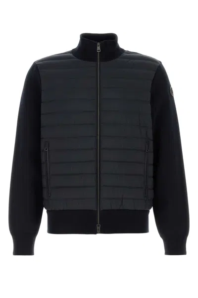 Moncler Navy Blue Stretch Cotton Blend Cardigan