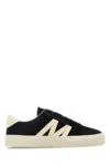 Moncler Suede Finish Sneakers With Contrast Sole In Black